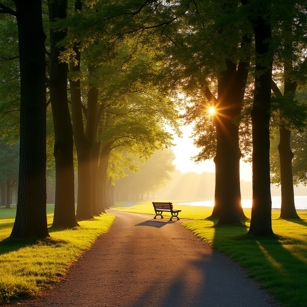 Park w Gdyni z pięknym naturalnym oświetleniem popołudniowym